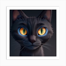 Black Cat With Yellow Eyes Art Print