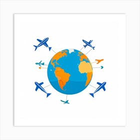 Graphic Vector Icon Showcasing A Sphere Reflecting A Travel Themed Geography Symbol Surrounded By S Affiche