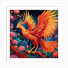 Inferno Dreams: The Phoenix's Revival Art Print