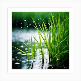 Grass Plant Reed Green Background Nature Closeup Garden Flora Growth Leaf Summer Spring (7) Art Print