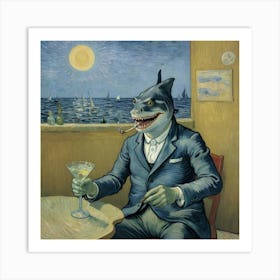 Chillout Shark At The Bar Art Print