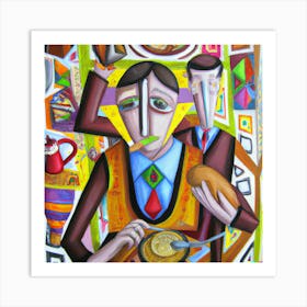 An Cubism Oil Painting- Starving People Art Print