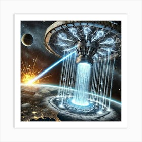 A High Tech Sci Fi Scene Showing A Massive Orbita Art Print