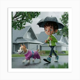 A 3d Render Of A Rainy Day Scene With A Art Print