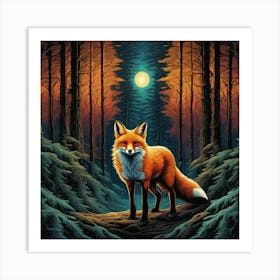 Fox In The Forest 35 Art Print