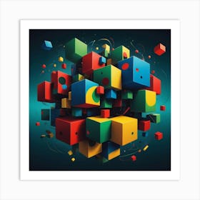 Abstract Cubes Art Print