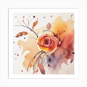 Watercolor Of A Rose Art Print