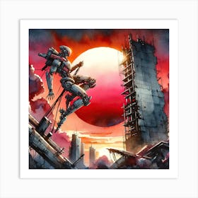 Anime Mecha-Robot Leaping Art Print