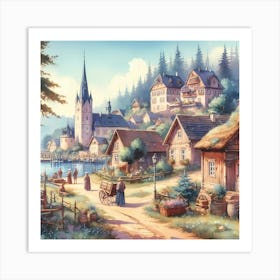 Village By The Water Art Print