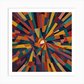 Brightly Colored Geometric Shapes Arranged In A Radial 2 Art Print