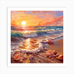 Sunset On The Beach 1 Art Print