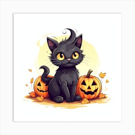 Cute cat pumpkins Art Print