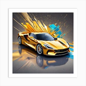 Gold Ferrari 2 Art Print