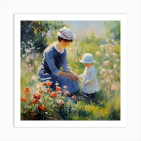 Mother And Child In The Garden 7 Art Print