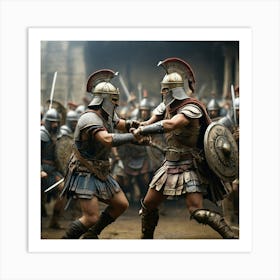 Two Spartan Warriors Fighting Art Print