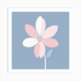 A White And Pink Flower In Minimalist Style Square Composition 514 Art Print