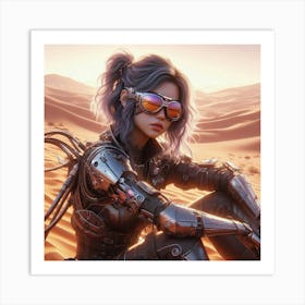 Robot Girl In The Desert 1 Art Print