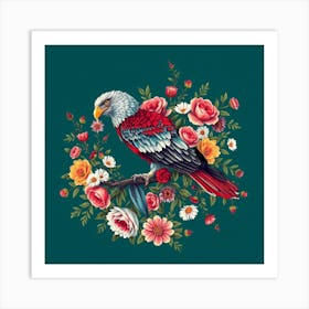 Eagle With Flowers 1 Art Print