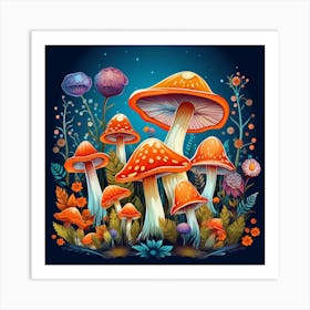 Mushrooms In The Forest 19 Art Print