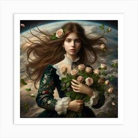 Girl With Roses 1 Art Print