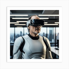 Futuristic Man In Vr Glasses 2 Art Print