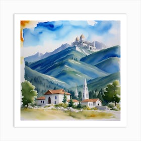 Watercolor Of A Church Art Print