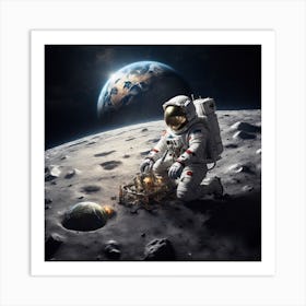 Astronaut On The Moon Art Print