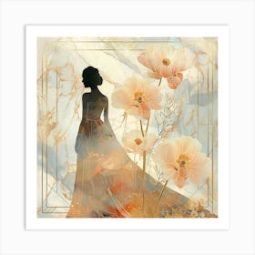 Portrait Of A Woman With Flowers 6 Art Print