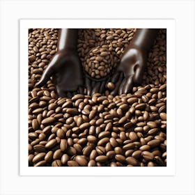 Coffee Beans In Hands Art Print