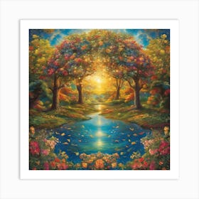 Rainbow Over A River Art Print