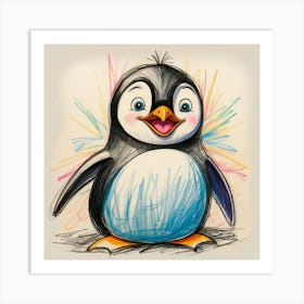 Penguin Drawing 5 Art Print