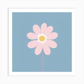 A White And Pink Flower In Minimalist Style Square Composition 101 Art Print