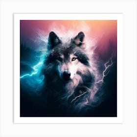 Lightning Wolf by dee Art Print