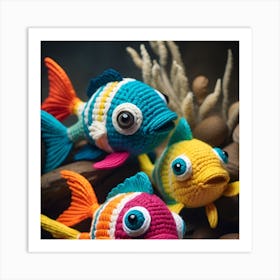 Crocheted Fish Art Print