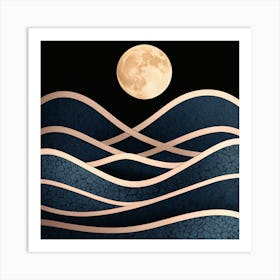 Moon Over The Ocean 1 Art Print