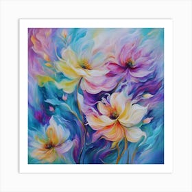 Aurora Borealis Floral Art Art Print