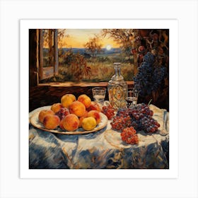 Table With Grapes Art Print