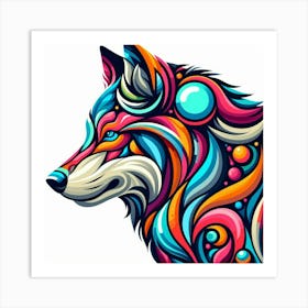 Colorful Wolf 2 Art Print