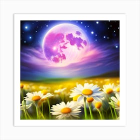 Daisies and the Moon Art Print