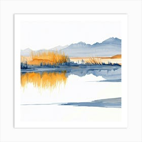 Watercolor Of A Lake Art Print