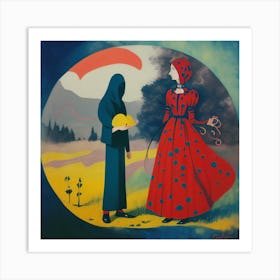 'Two Women In Red Dresses' Art Print