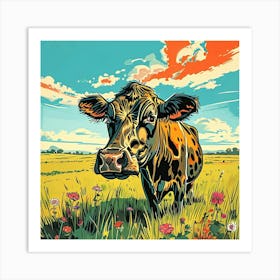 Cow In The Field 2 Art Print