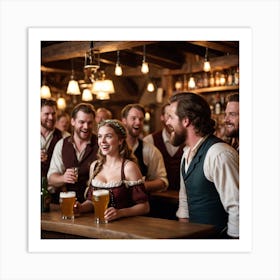 Group Of People At A Bar Art Print