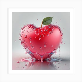 Red Apple With Water Drops Art Print