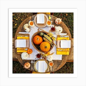 An Idyllic Rustic Autumn Setting A Basket Brimming With Fresh Harvest Of Corn And Pumpkin Wood Br Art Print