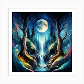 Full Moon In The Forest Art Print