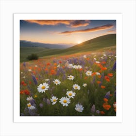 Wildflowers At Sunset 4 Art Print