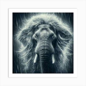 Elephant In The Rain 3 Art Print