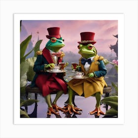 Two frogs & cup of tea #1 Art Print