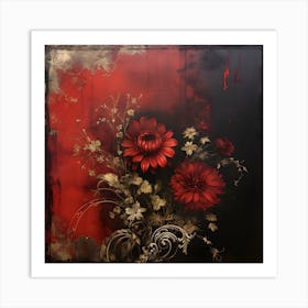 Vintage Dark Flowers 6 Art Print